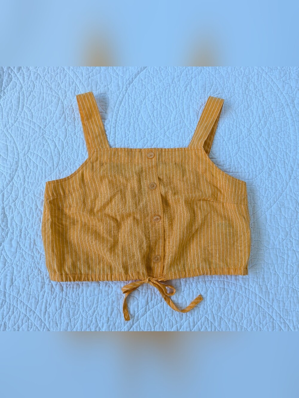 a new day Orange and White Striped Tie Front Crop Top